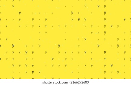 Seamless background pattern of evenly spaced black wheat symbols of different sizes and opacity. Vector illustration on yellow background with stars