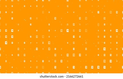 Seamless background pattern of evenly spaced white washer symbols of different sizes and opacity. Vector illustration on orange background with stars