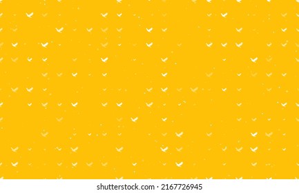 Seamless background pattern of evenly spaced white eagle symbols of different sizes and opacity. Vector illustration on amber background with stars