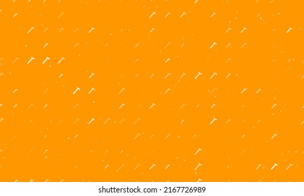 Seamless background pattern of evenly spaced white mens razor symbols of different sizes and opacity. Vector illustration on orange background with stars