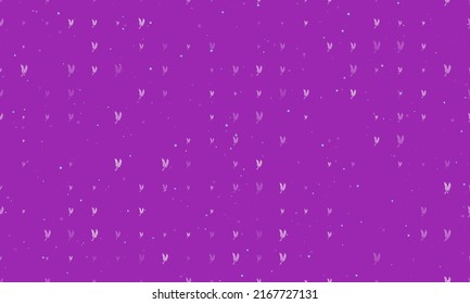 Seamless background pattern of evenly spaced white wheat symbols of different sizes and opacity. Vector illustration on purple background with stars