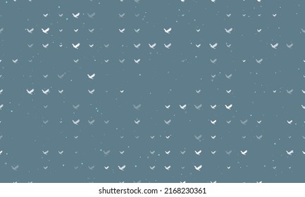 Seamless background pattern of evenly spaced white eagle symbols of different sizes and opacity. Vector illustration on blue grey background with stars