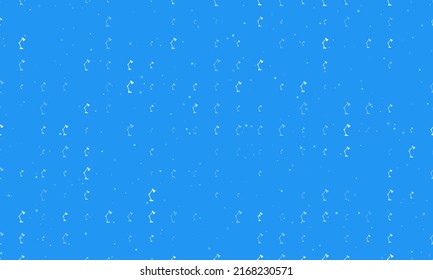 Seamless background pattern of evenly spaced white table lamp symbols of different sizes and opacity. Vector illustration on blue background with stars
