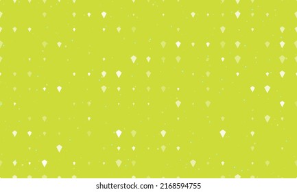 Seamless background pattern of evenly spaced white kite symbols of different sizes and opacity. Vector illustration on lime background with stars