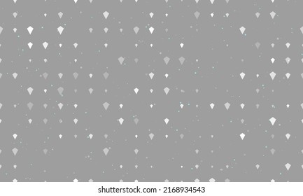 Seamless background pattern of evenly spaced white kite symbols of different sizes and opacity. Vector illustration on gray background with stars