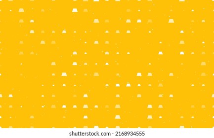 Seamless background pattern of evenly spaced white trapezoid symbols of different sizes and opacity. Vector illustration on amber background with stars