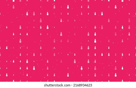 Seamless background pattern of evenly spaced white nail polish symbols of different sizes and opacity. Vector illustration on pink background with stars