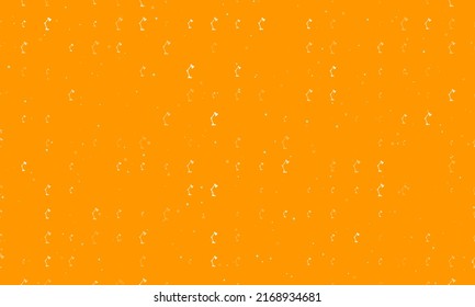 Seamless background pattern of evenly spaced white table lamp symbols of different sizes and opacity. Vector illustration on orange background with stars