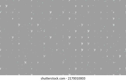 Seamless background pattern of evenly spaced white wheat symbols of different sizes and opacity. Vector illustration on gray background with stars