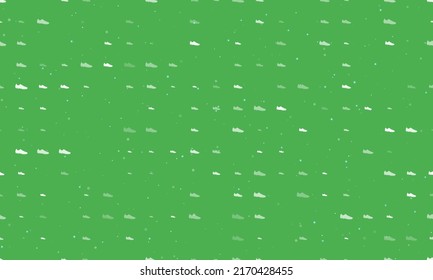 Seamless Background Pattern Of Evenly Spaced White Football Boot Symbols Of Different Sizes And Opacity. Vector Illustration On Green Background With Stars