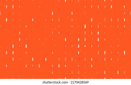 Seamless background pattern of evenly spaced white shampoo symbols of different sizes and opacity. Vector illustration on deep orange background with stars