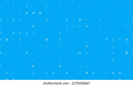 Seamless background pattern of evenly spaced white wheat symbols of different sizes and opacity. Vector illustration on light blue background with stars