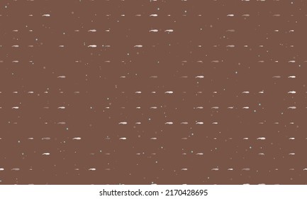 Seamless background pattern of evenly spaced white whale symbols of different sizes and opacity. Vector illustration on brown background with stars