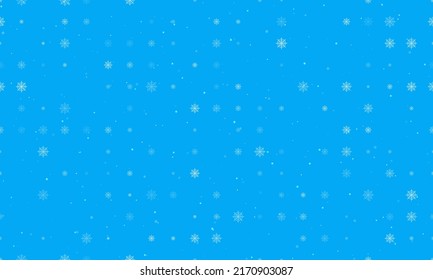 Seamless background pattern of evenly spaced white spider web symbols of different sizes and opacity. Vector illustration on light blue background with stars