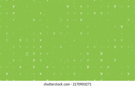 Seamless background pattern of evenly spaced white wheat symbols of different sizes and opacity. Vector illustration on light green background with stars