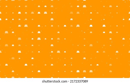 Seamless background pattern of evenly spaced white trapezoid symbols of different sizes and opacity. Vector illustration on orange background with stars