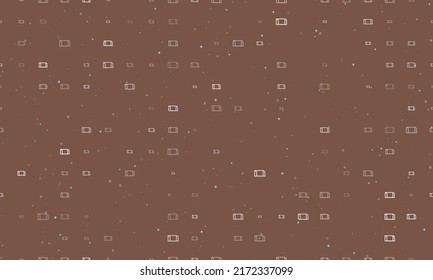 Seamless background pattern of evenly spaced white football goal symbols of different sizes and opacity. Vector illustration on brown background with stars