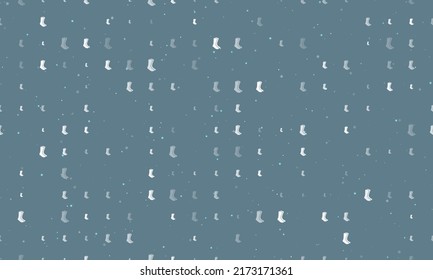 Seamless background pattern of evenly spaced white socks symbols of different sizes and opacity. Vector illustration on blue gray background with stars