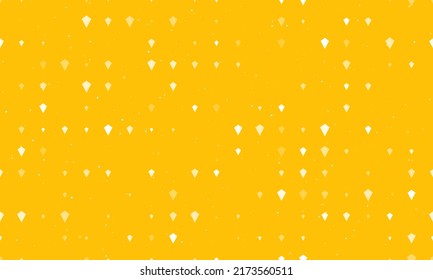 Seamless background pattern of evenly spaced white kite symbols of different sizes and opacity. Vector illustration on amber background with stars