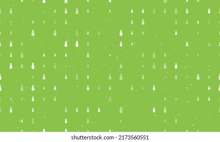 Seamless background pattern of evenly spaced white nail polish symbols of different sizes and opacity. Vector illustration on light green background with stars