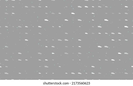 Seamless Background Pattern Of Evenly Spaced White Football Boot Symbols Of Different Sizes And Opacity. Vector Illustration On Grey Background With Stars