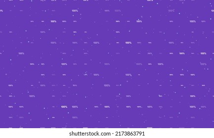 Seamless background pattern of evenly spaced white 100 percent symbols of different sizes and opacity. Vector illustration on deep purple background with stars