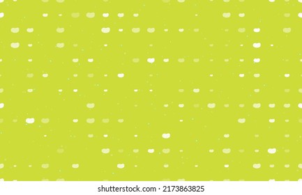 Seamless background pattern of evenly spaced white potatoes symbols of different sizes and opacity. Vector illustration on lime background with stars