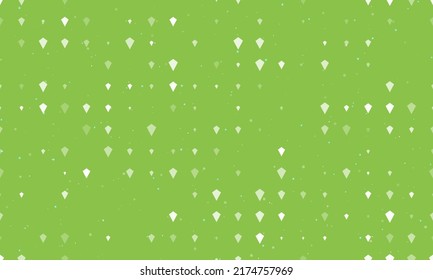Seamless background pattern of evenly spaced white kite symbols of different sizes and opacity. Vector illustration on light green background with stars