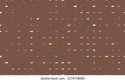Seamless background pattern of evenly spaced white eggplant symbols of different sizes and opacity. Vector illustration on brown background with stars