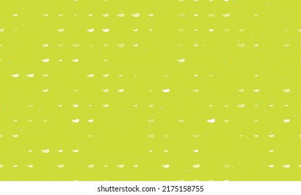 Seamless background pattern of evenly spaced white eggplant symbols of different sizes and opacity. Vector illustration on lime background with stars