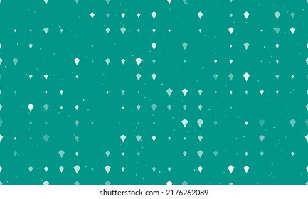 Seamless background pattern of evenly spaced white kite symbols of different sizes and opacity. Vector illustration on teal background with stars