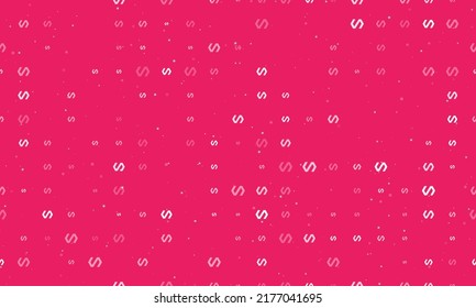 Seamless background pattern of evenly spaced white polymer symbols of different sizes and opacity. Vector illustration on pink background with stars