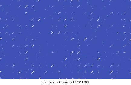Seamless background pattern of evenly spaced white mens razor symbols of different sizes and opacity. Vector illustration on indigo background with stars