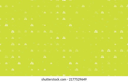 Seamless background pattern of evenly spaced white group symbols of different sizes and opacity. Vector illustration on lime background with stars