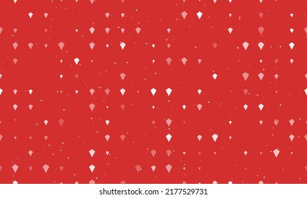 Seamless background pattern of evenly spaced white kite symbols of different sizes and opacity. Vector illustration on red background with stars