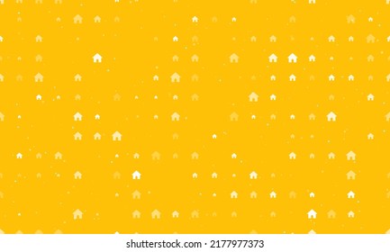 Seamless background pattern of evenly spaced white kennel symbols of different sizes and opacity. Vector illustration on amber background with stars