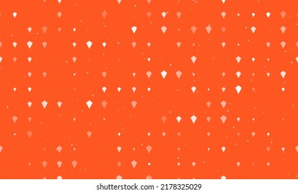Seamless background pattern of evenly spaced white kite symbols of different sizes and opacity. Vector illustration on deep orange background with stars
