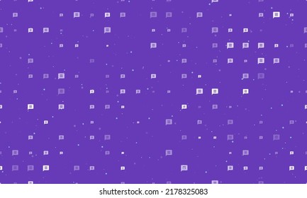 Seamless background pattern of evenly spaced white chat symbols of different sizes and opacity. Vector illustration on deep purple background with stars