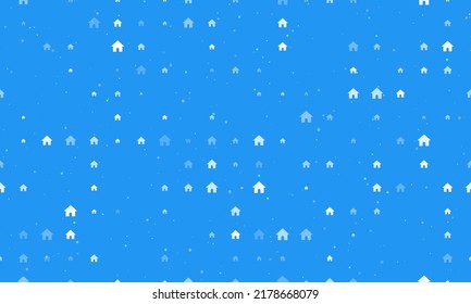 Seamless background pattern of evenly spaced white kennel symbols of different sizes and opacity. Vector illustration on blue background with stars