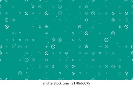 Seamless background pattern of evenly spaced white stop symbols of different sizes and opacity. Vector illustration on teal background with stars