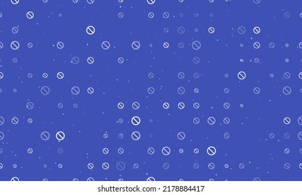 Seamless background pattern of evenly spaced white stop symbols of different sizes and opacity. Vector illustration on indigo background with stars