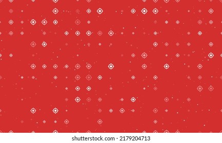 Seamless Background Pattern Of Evenly Spaced White Crosshair Symbols Of Different Sizes And Opacity. Vector Illustration On Red Background With Stars