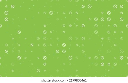 Seamless background pattern of evenly spaced white stop symbols of different sizes and opacity. Vector illustration on light green background with stars