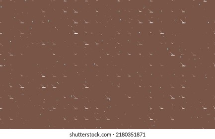 Seamless background pattern of evenly spaced white rake symbols of different sizes and opacity. Vector illustration on brown background with stars