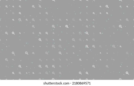 Seamless background pattern of evenly spaced white zoom in symbols of different sizes and opacity. Vector illustration on grey background with stars