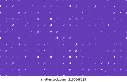 Seamless background pattern of evenly spaced white trowel symbols of different sizes and opacity. Vector illustration on deep purple background with stars