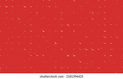 Seamless background pattern of evenly spaced white rake symbols of different sizes and opacity. Vector illustration on red background with stars