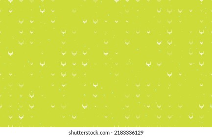 Seamless background pattern of evenly spaced white necklace symbols of different sizes and opacity. Vector illustration on lime background with stars