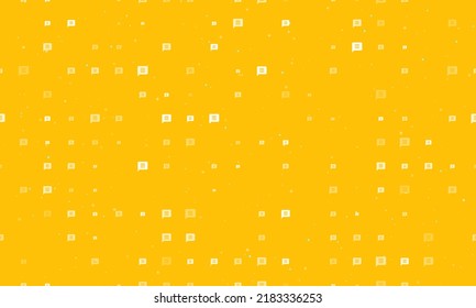 Seamless background pattern of evenly spaced white chat symbols of different sizes and opacity. Vector illustration on amber background with stars