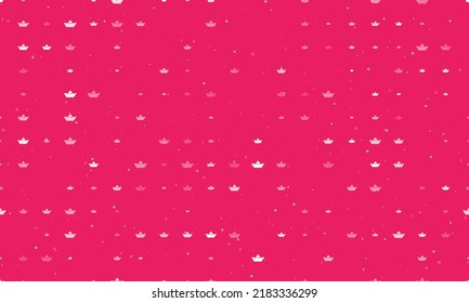 Seamless background pattern of evenly spaced white paper boat symbols of different sizes and opacity. Vector illustration on pink background with stars